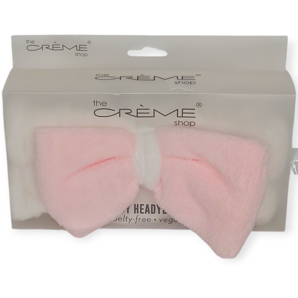 The Crème Shop Teddy Headyband Plush Spa Headband – Pink/White, NIB